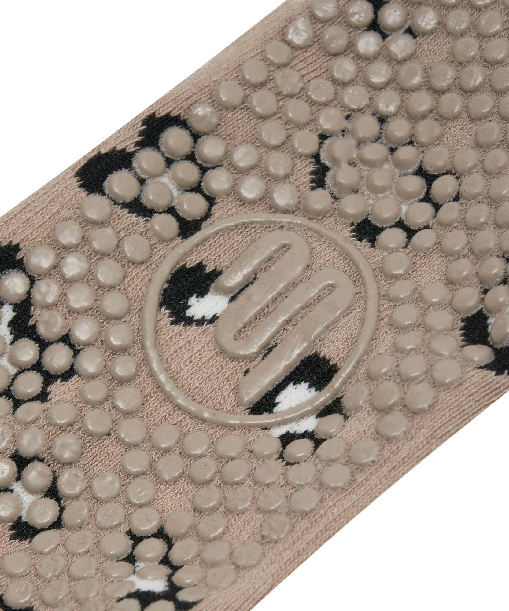 Slide On Non Slip Grip Socks - Cheetah Nude