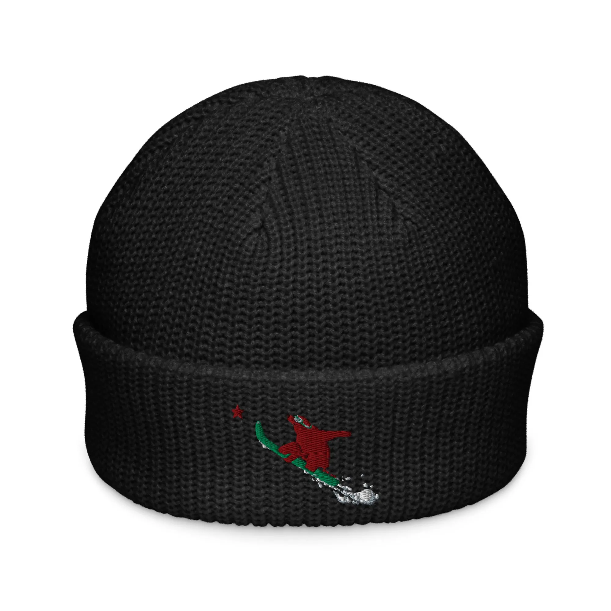 Snowboarding Goldie the Grizzly short beanie