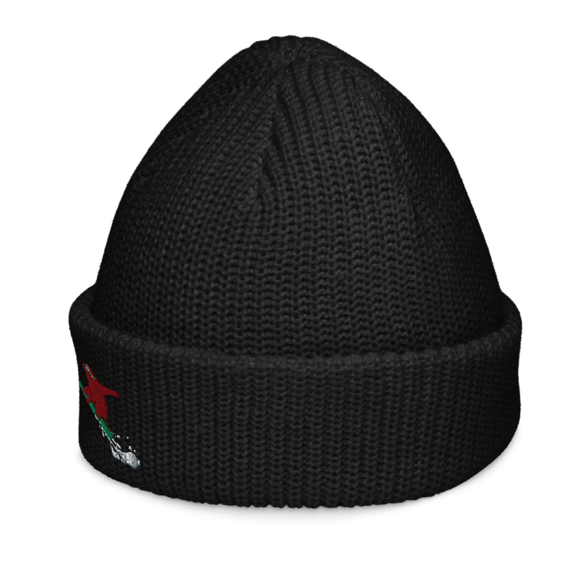 Snowboarding Goldie the Grizzly short beanie