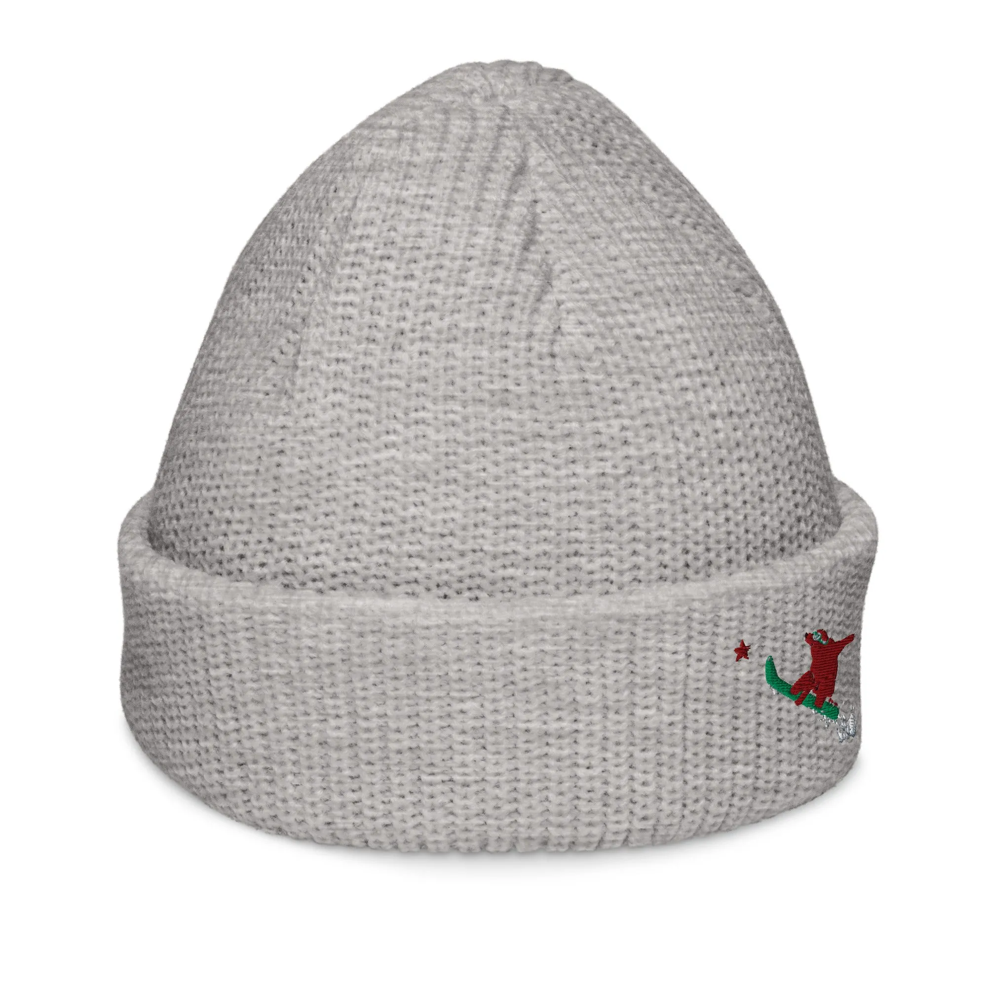 Snowboarding Goldie the Grizzly short beanie