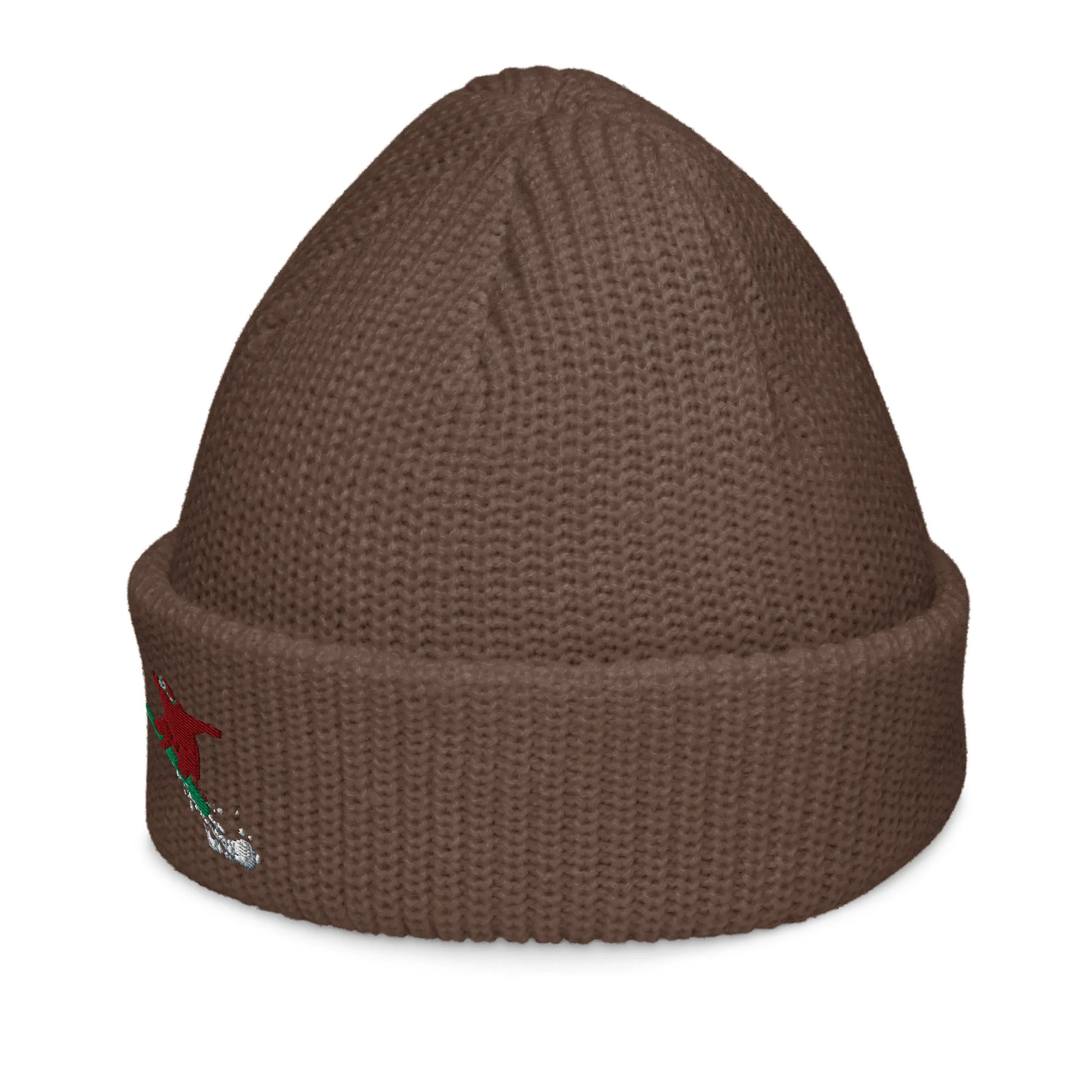 Snowboarding Goldie the Grizzly short beanie