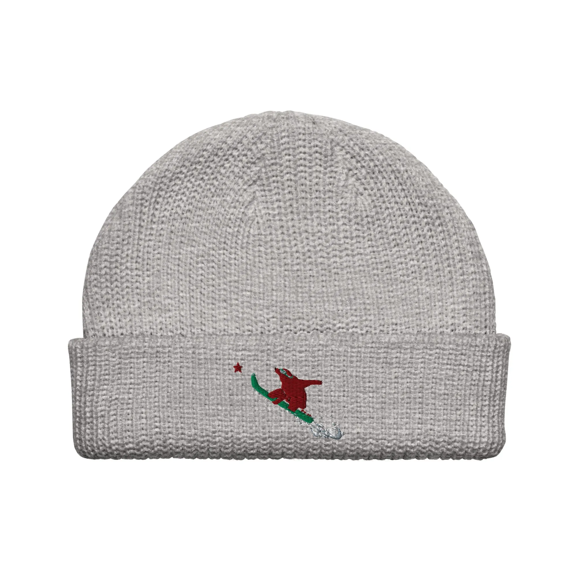 Snowboarding Goldie the Grizzly short beanie