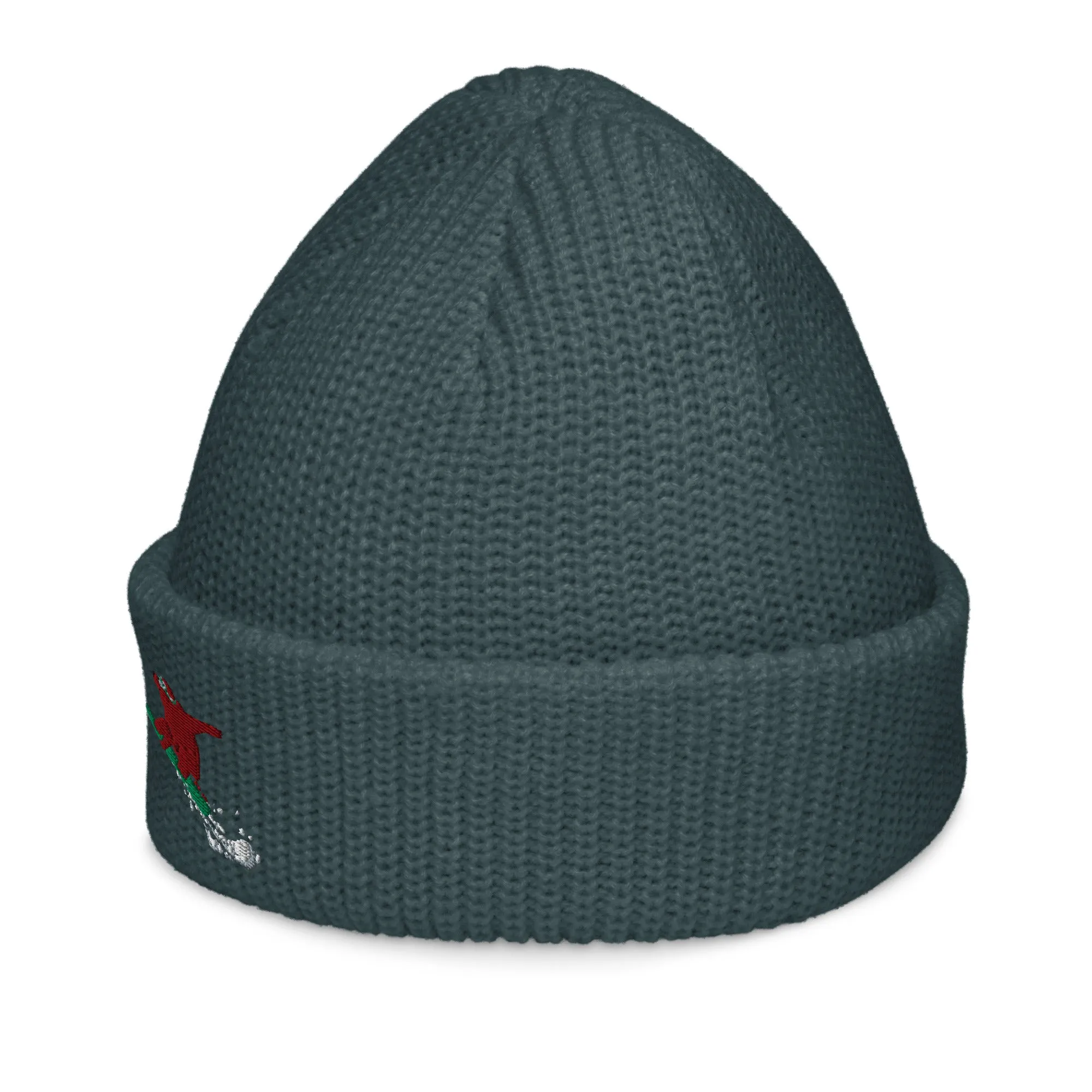 Snowboarding Goldie the Grizzly short beanie