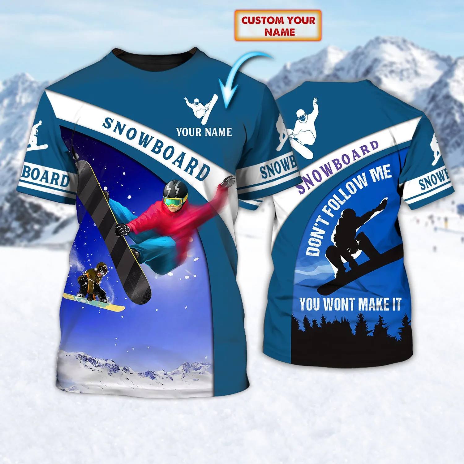 Snowboarding - Personalized Name 3D Tshirt - Hadn