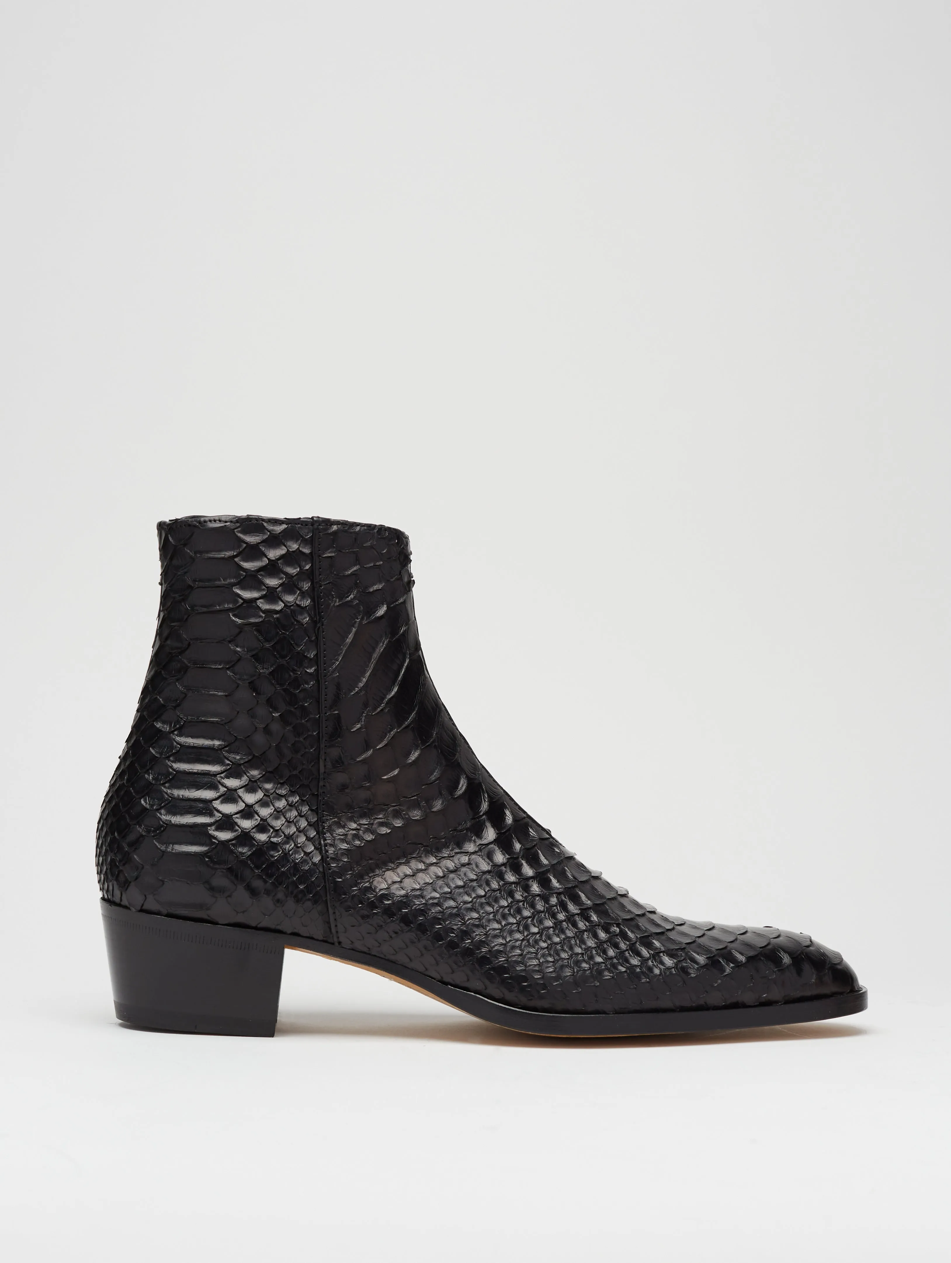 SONNY "SPECIAL EDITION" 40MM ANKLE BOOT IN BLACK SNAKESKIN