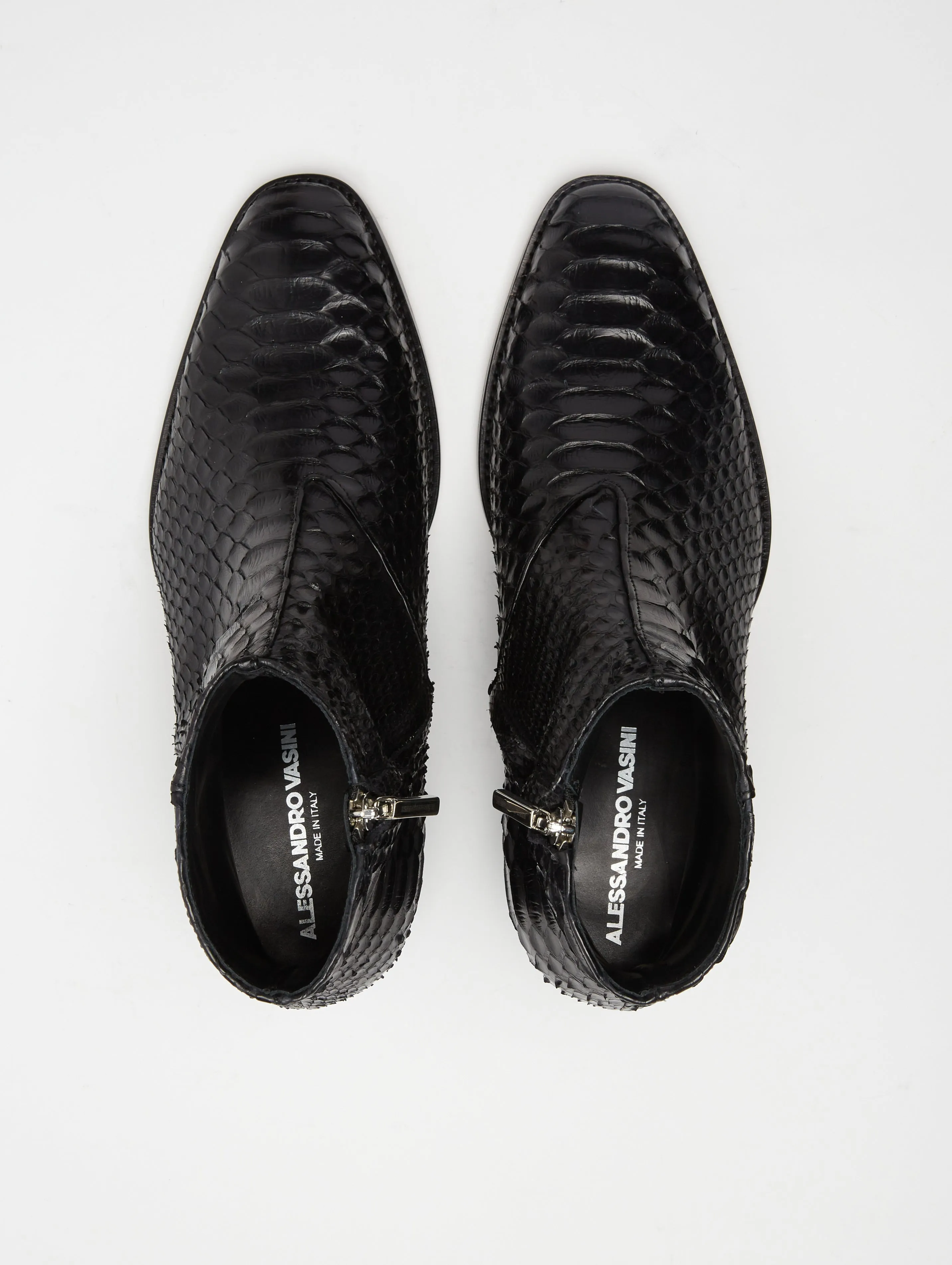 SONNY "SPECIAL EDITION" 40MM ANKLE BOOT IN BLACK SNAKESKIN