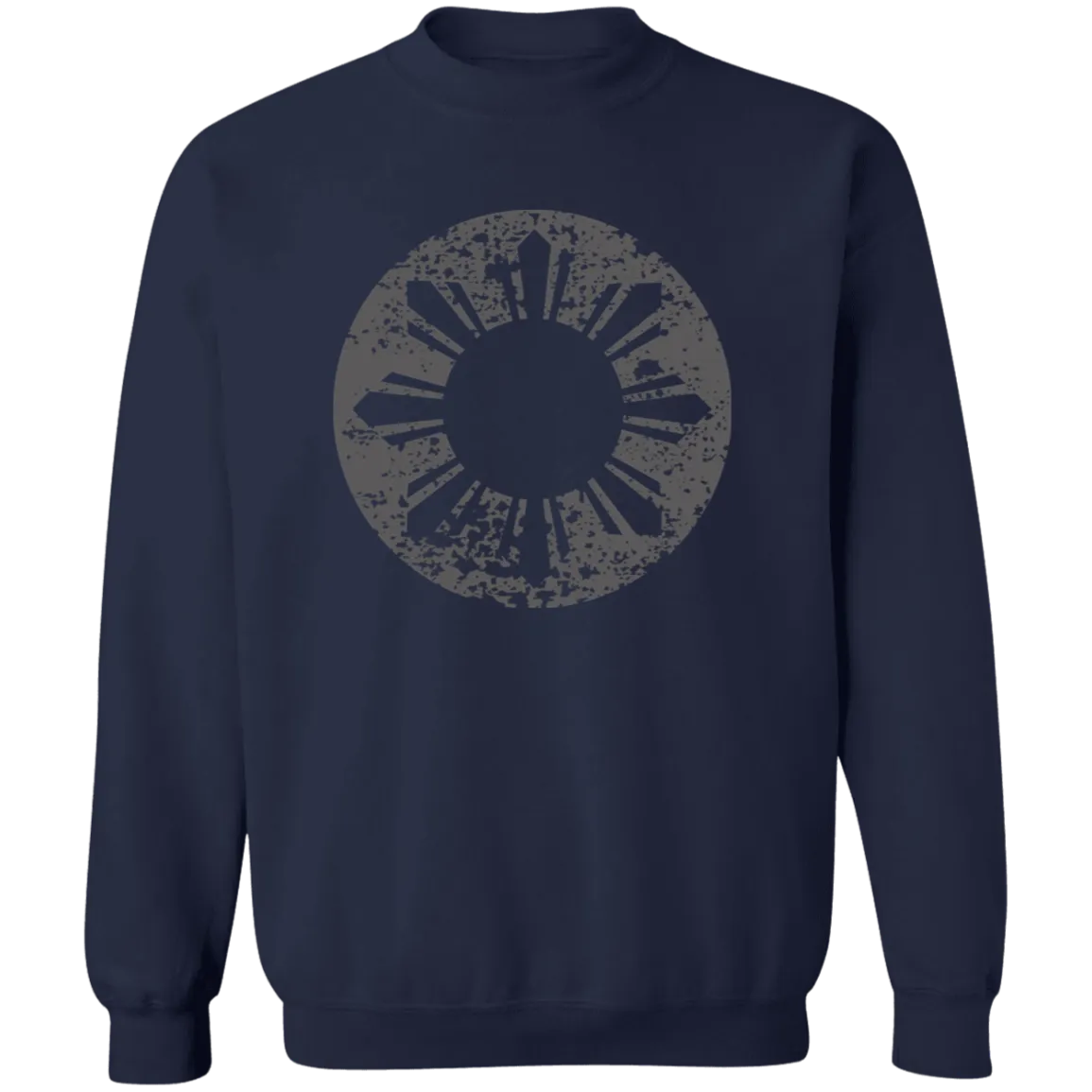 Sun and Stars in Circle Distressed Unisex Crewneck Pullover Sweatshirt