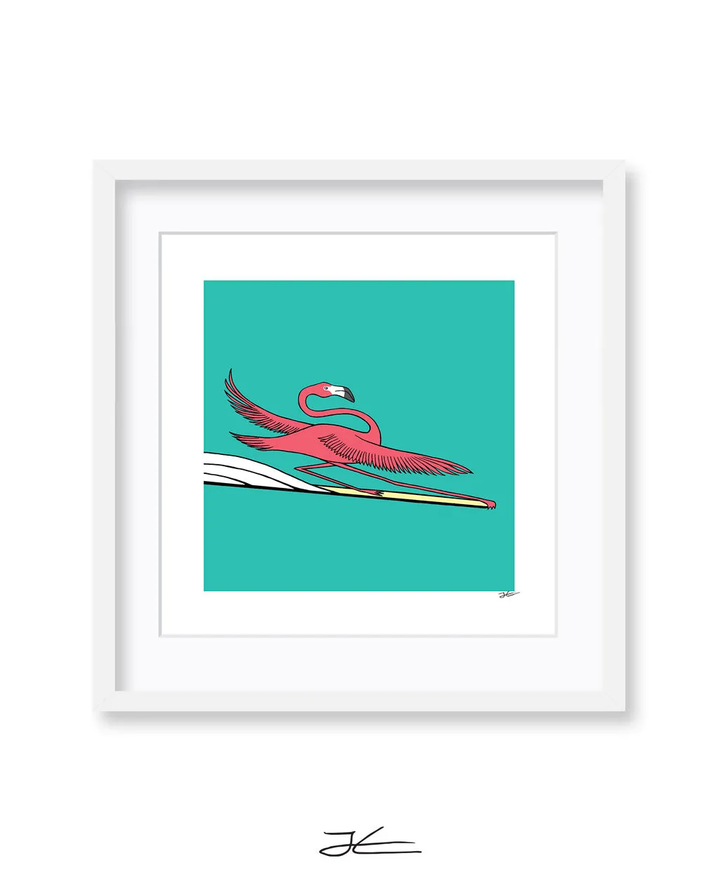 Surfing Flamingo - Print/ Framed Print