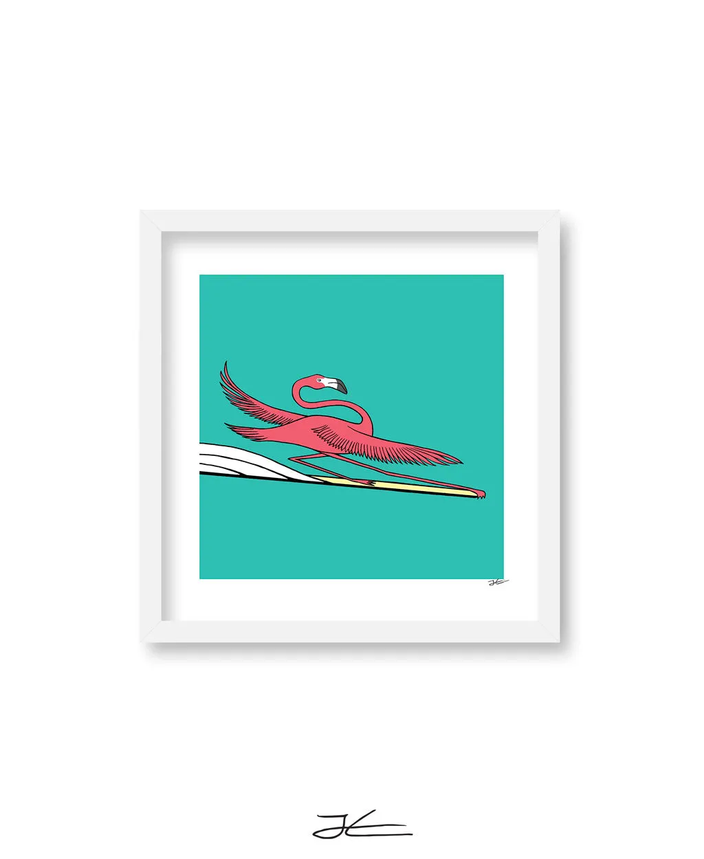 Surfing Flamingo - Print/ Framed Print