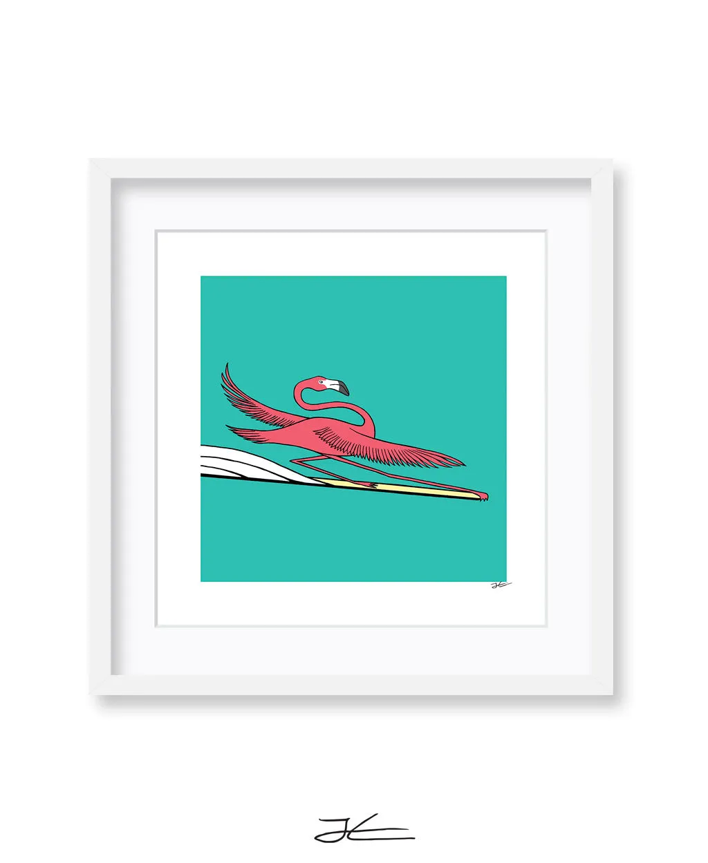 Surfing Flamingo - Print/ Framed Print