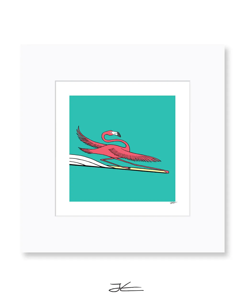 Surfing Flamingo - Print/ Framed Print