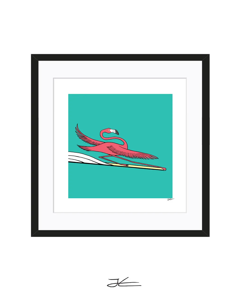 Surfing Flamingo - Print/ Framed Print
