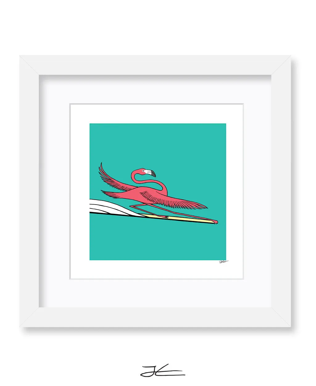 Surfing Flamingo - Print/ Framed Print