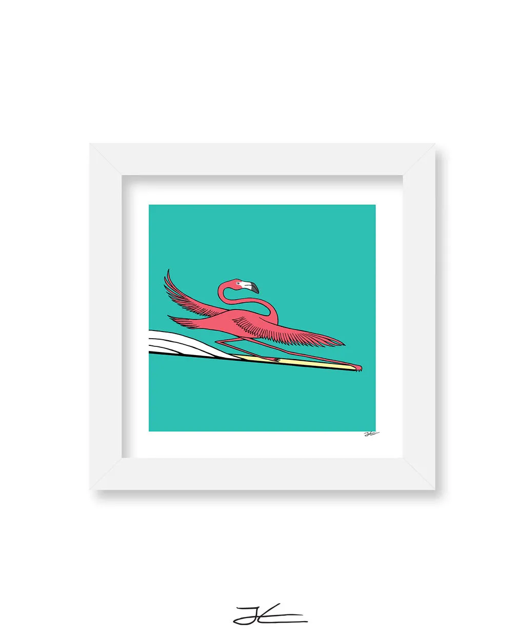Surfing Flamingo - Print/ Framed Print