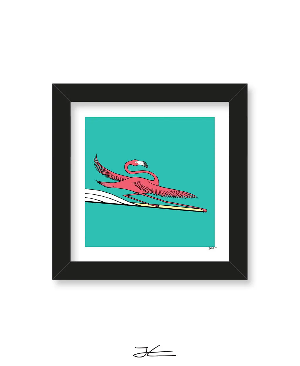 Surfing Flamingo - Print/ Framed Print