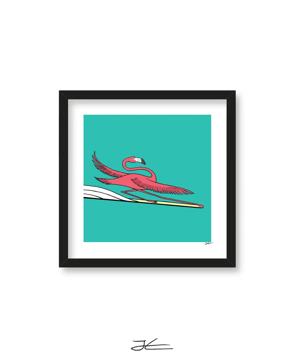 Surfing Flamingo - Print/ Framed Print