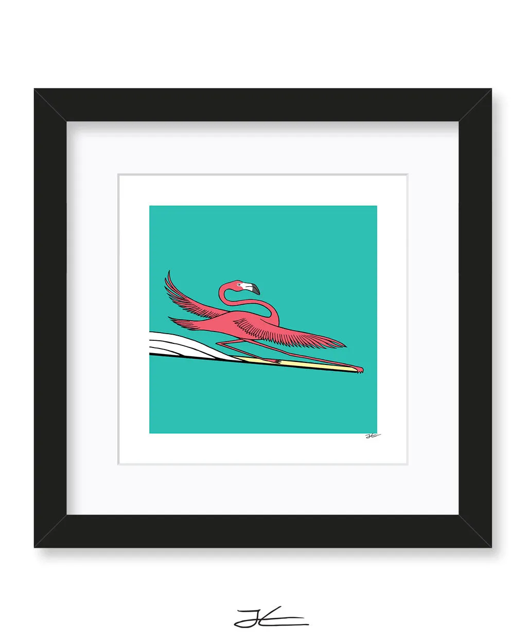 Surfing Flamingo - Print/ Framed Print