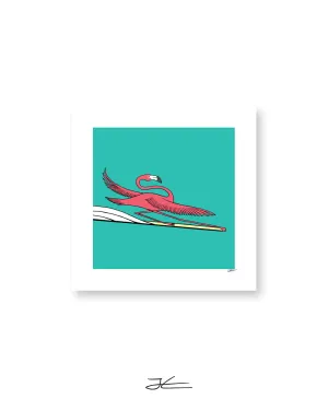 Surfing Flamingo - Print/ Framed Print