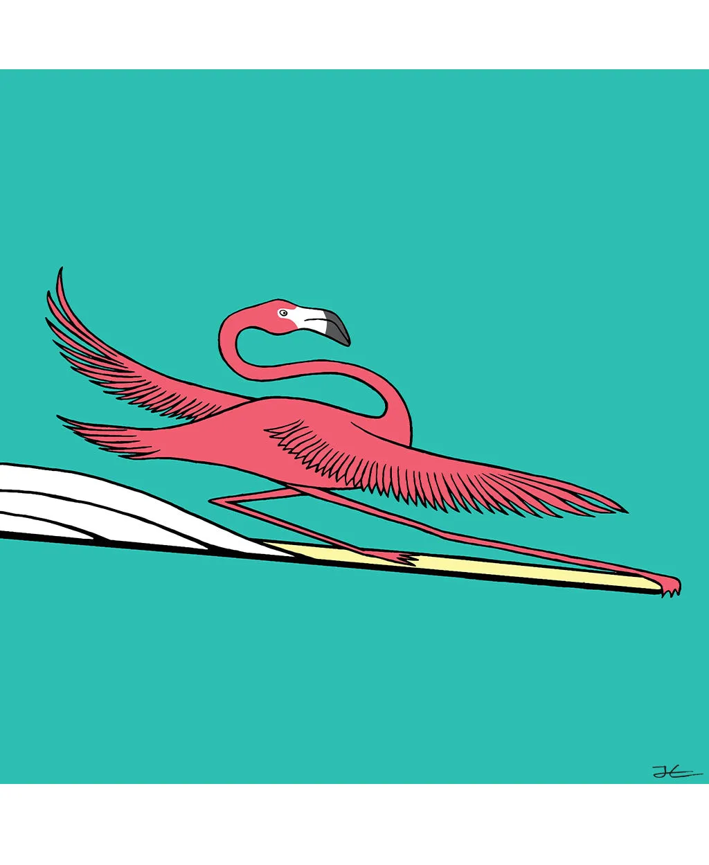 Surfing Flamingo - Print/ Framed Print