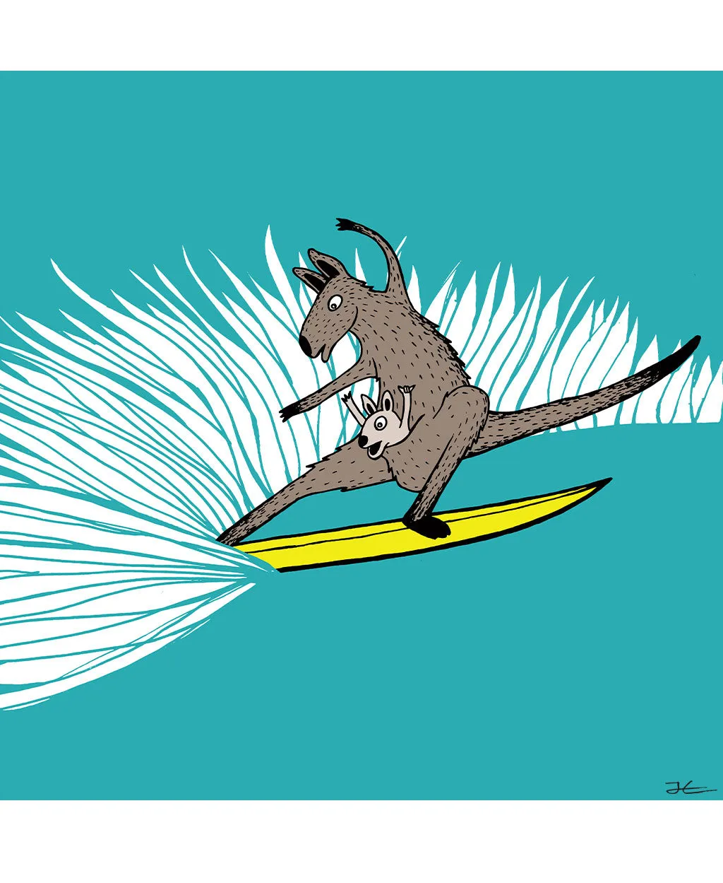 Surfing Kangaroo - Print/ Framed Print