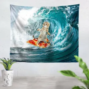Surfing Kitty Tapestry