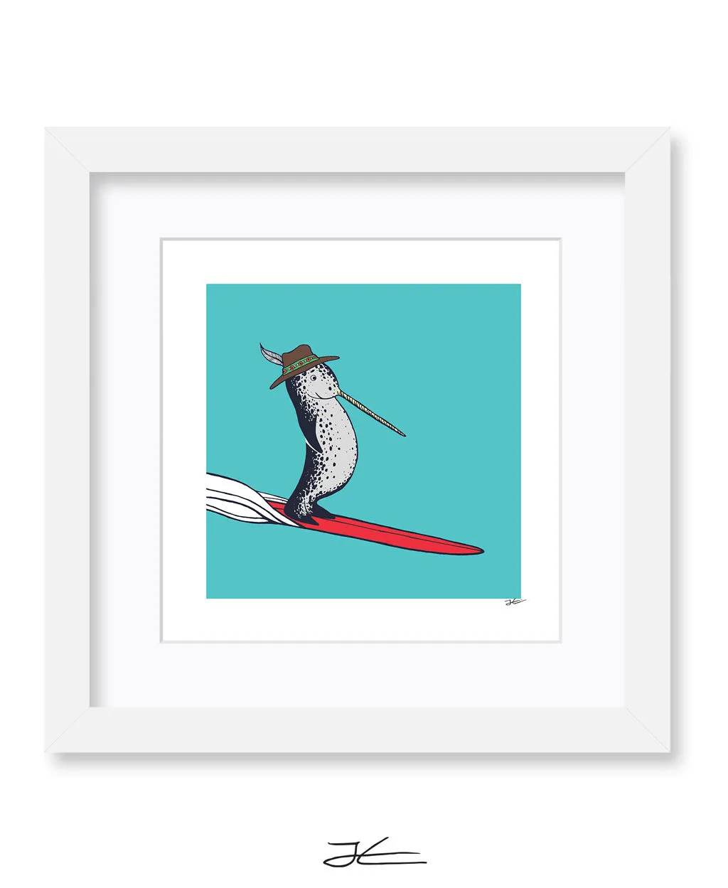 Surfing Narwhal - Print/ Framed Print