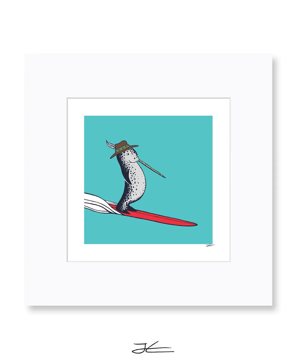 Surfing Narwhal - Print/ Framed Print