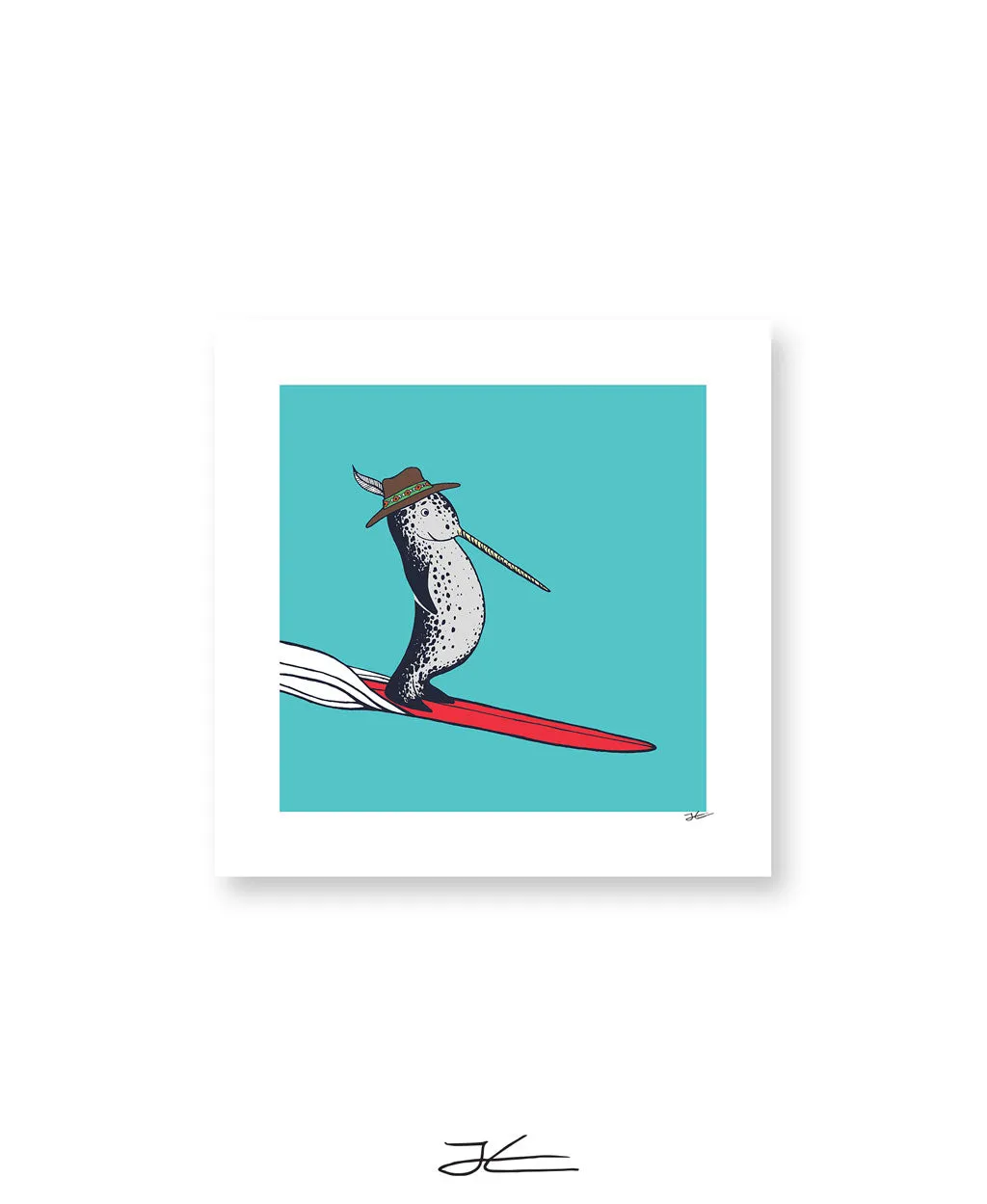 Surfing Narwhal - Print/ Framed Print
