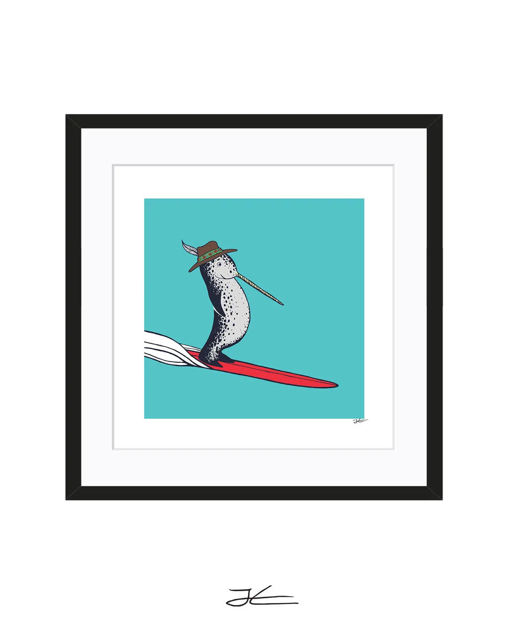 Surfing Narwhal - Print/ Framed Print