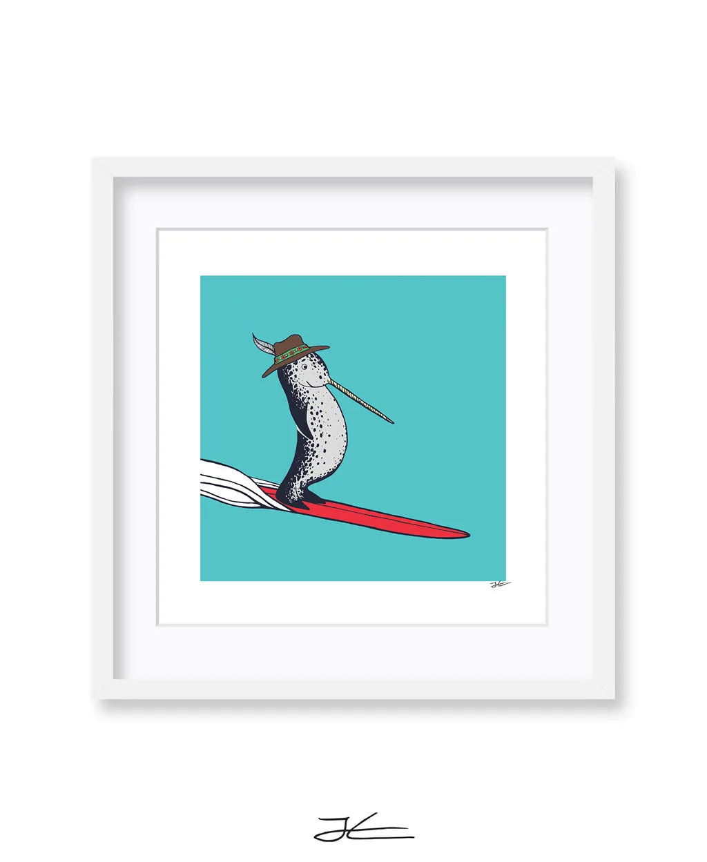 Surfing Narwhal - Print/ Framed Print