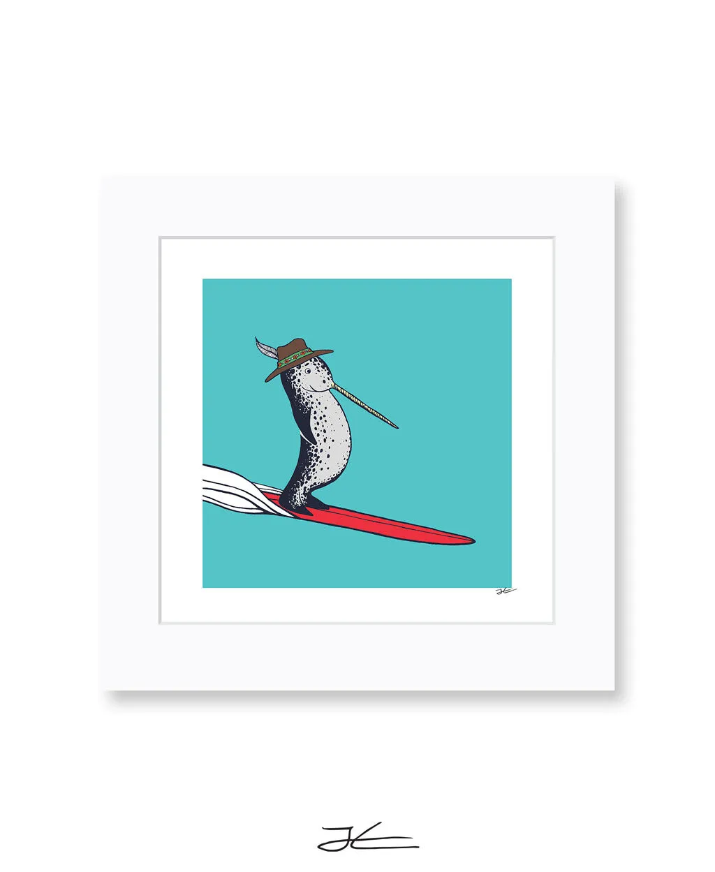 Surfing Narwhal - Print/ Framed Print