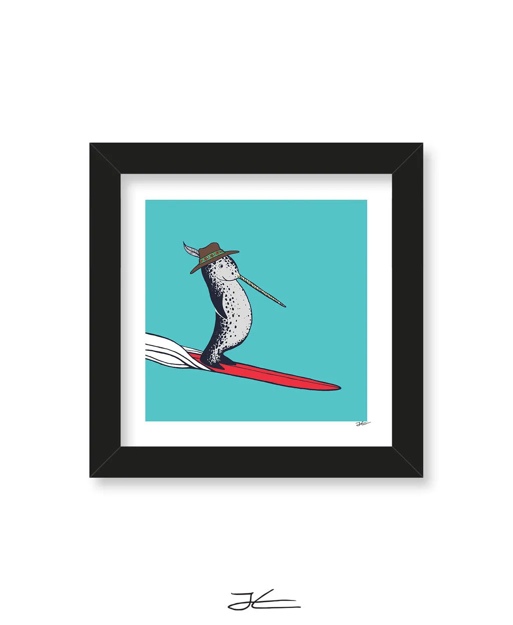 Surfing Narwhal - Print/ Framed Print