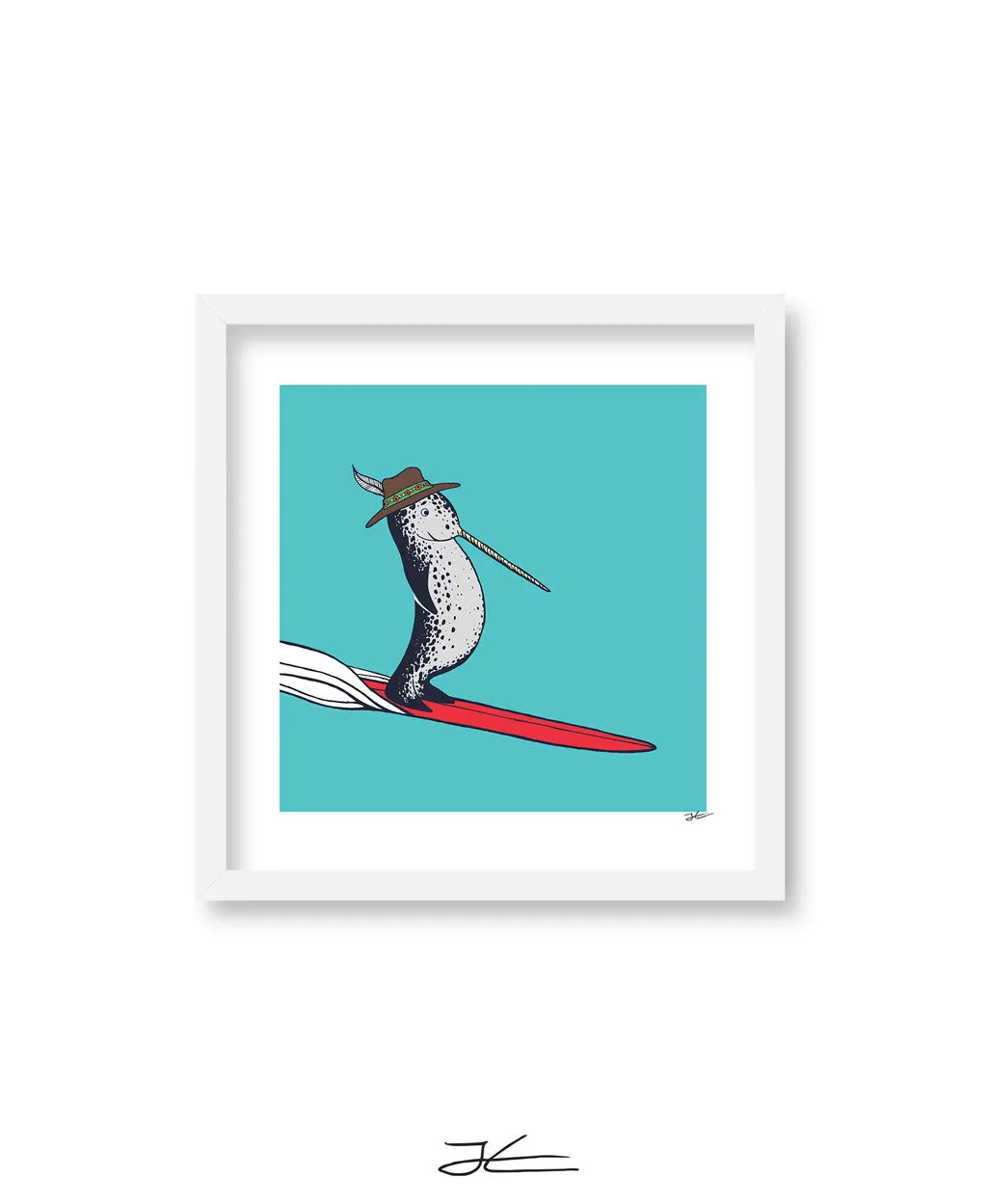 Surfing Narwhal - Print/ Framed Print