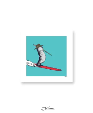 Surfing Narwhal - Print/ Framed Print