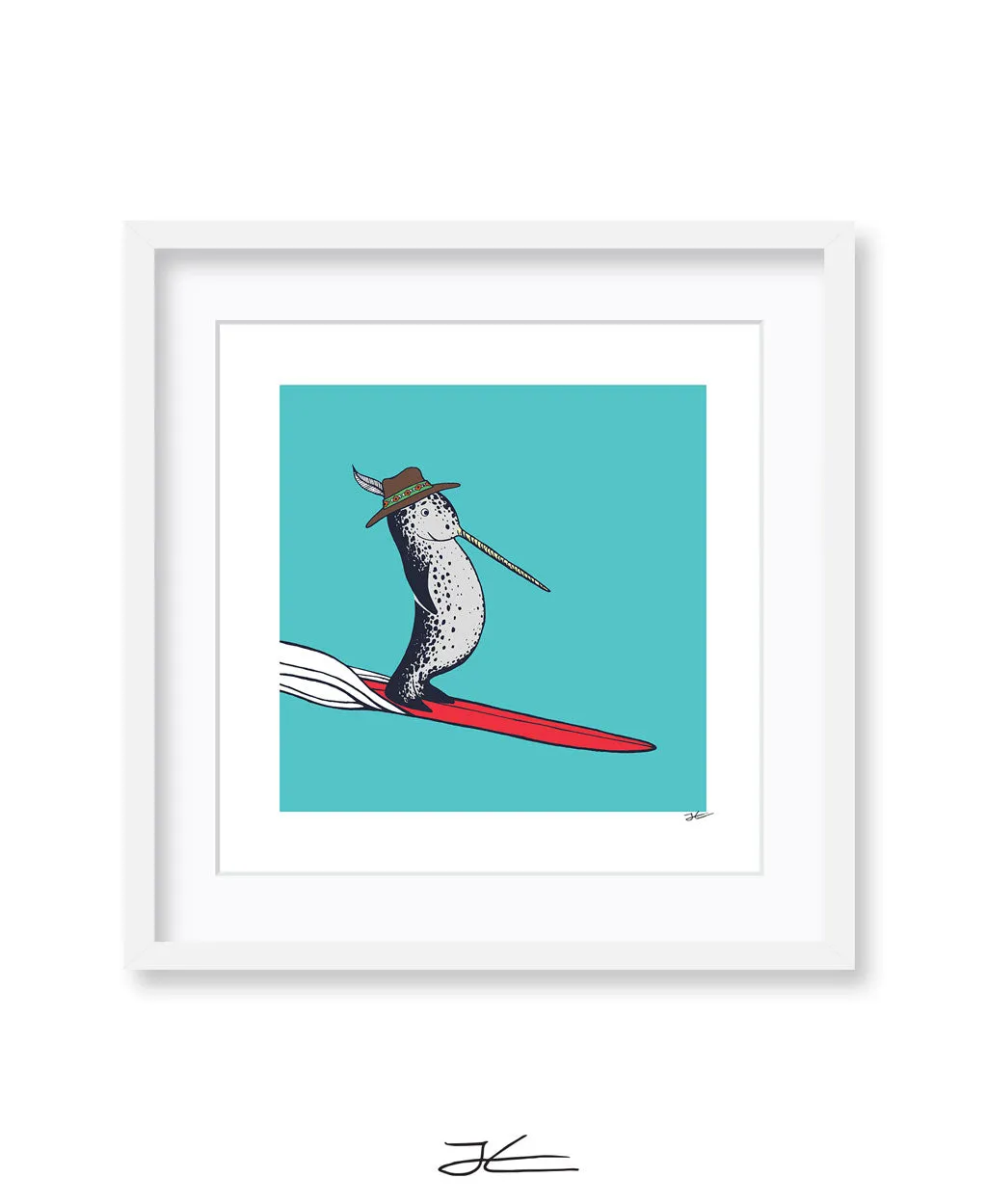 Surfing Narwhal - Print/ Framed Print