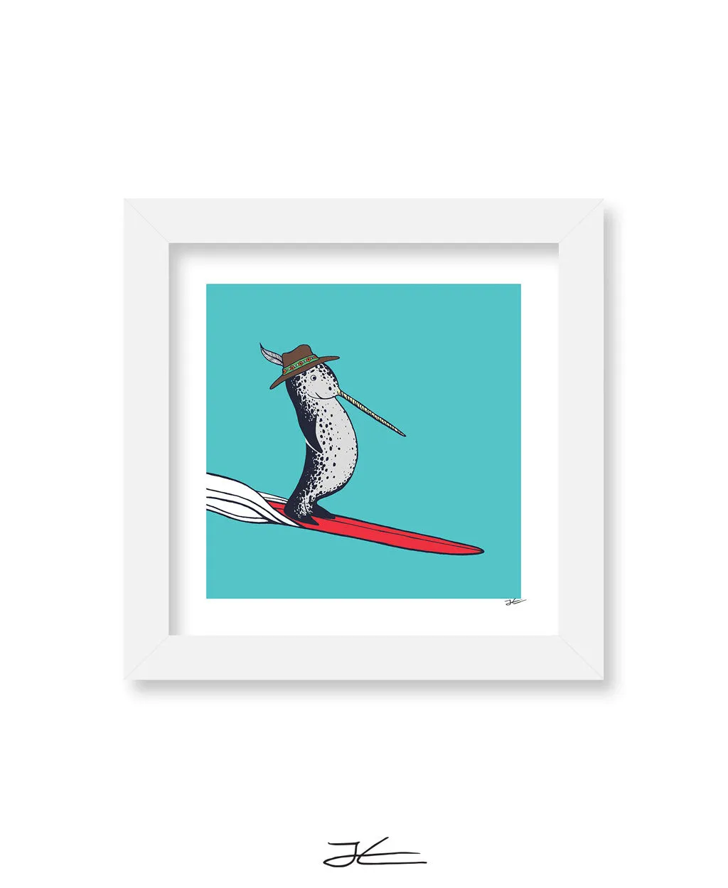 Surfing Narwhal - Print/ Framed Print