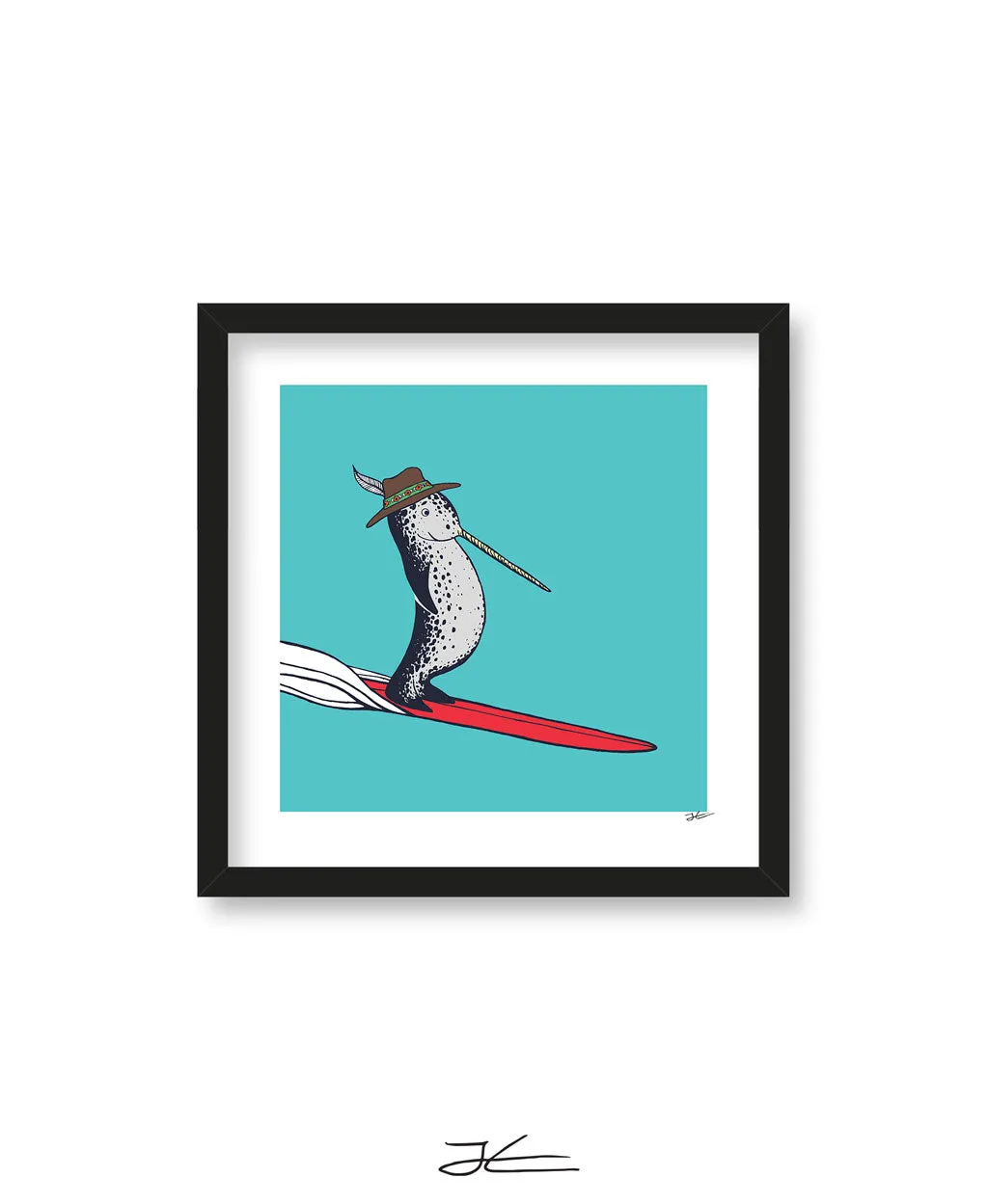 Surfing Narwhal - Print/ Framed Print