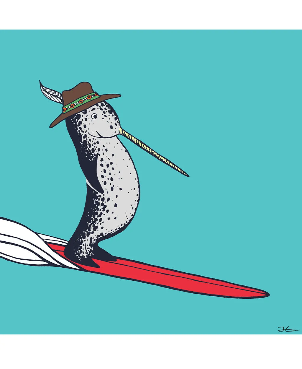 Surfing Narwhal - Print/ Framed Print
