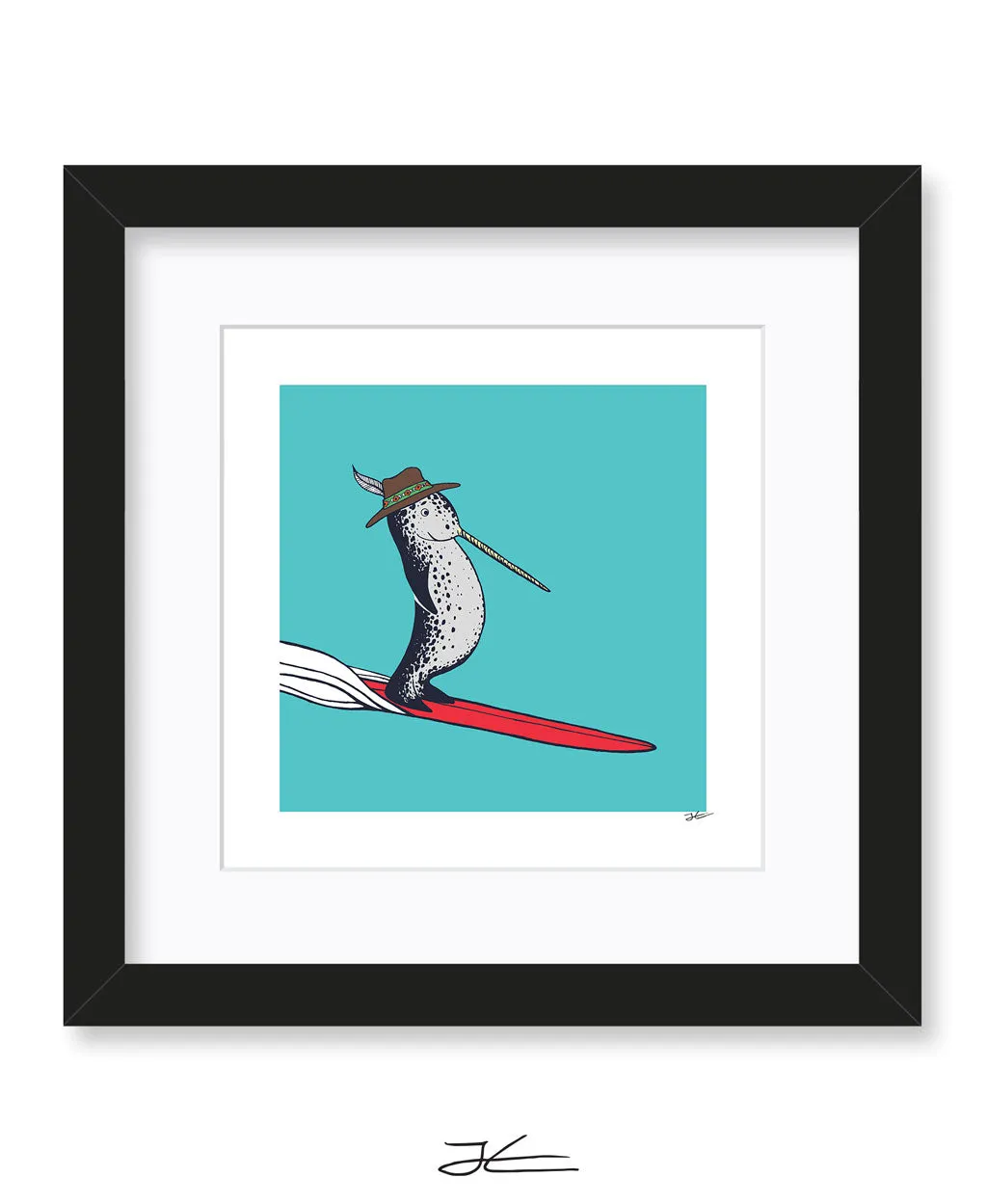 Surfing Narwhal - Print/ Framed Print