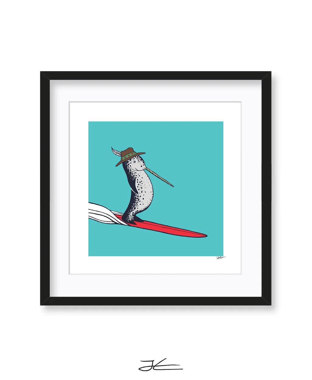 Surfing Narwhal - Print/ Framed Print