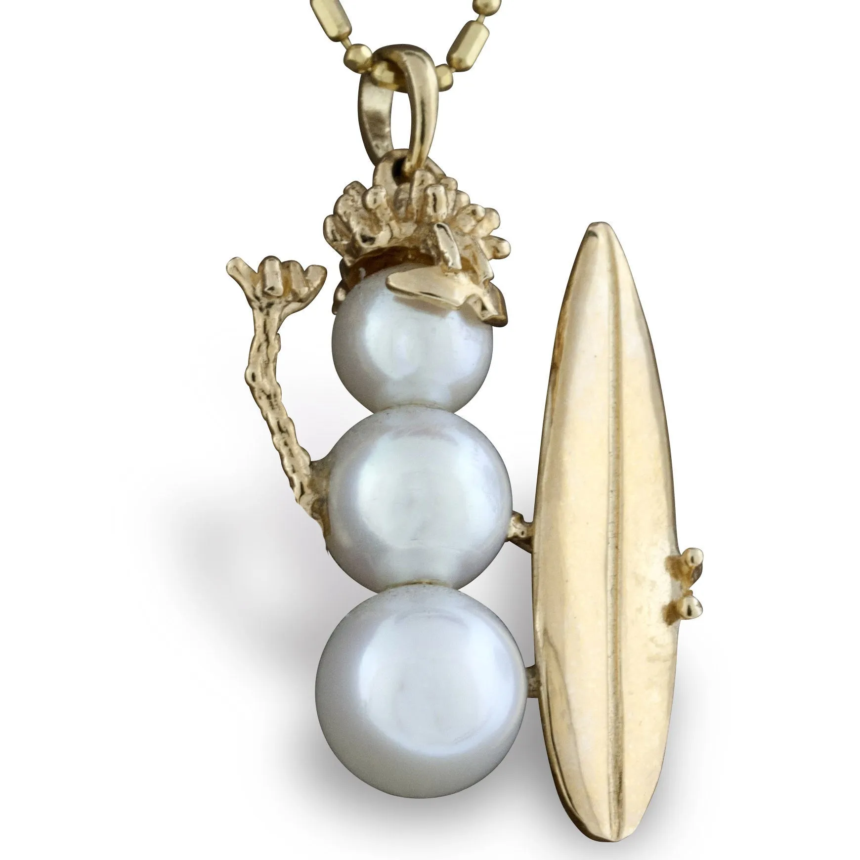 Surfing Pearl Gold Snowman