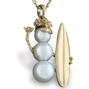 Surfing Pearl Gold Snowman