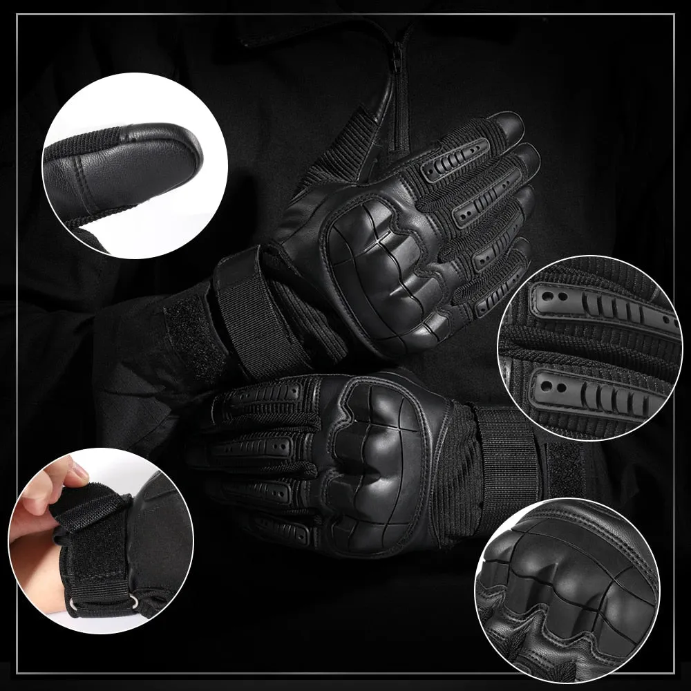 Touch Screen Tactical Gloves PU Leather Army Military Combat Airsoft Sports Cycling Paintball Hunting Full Finger Glove Men