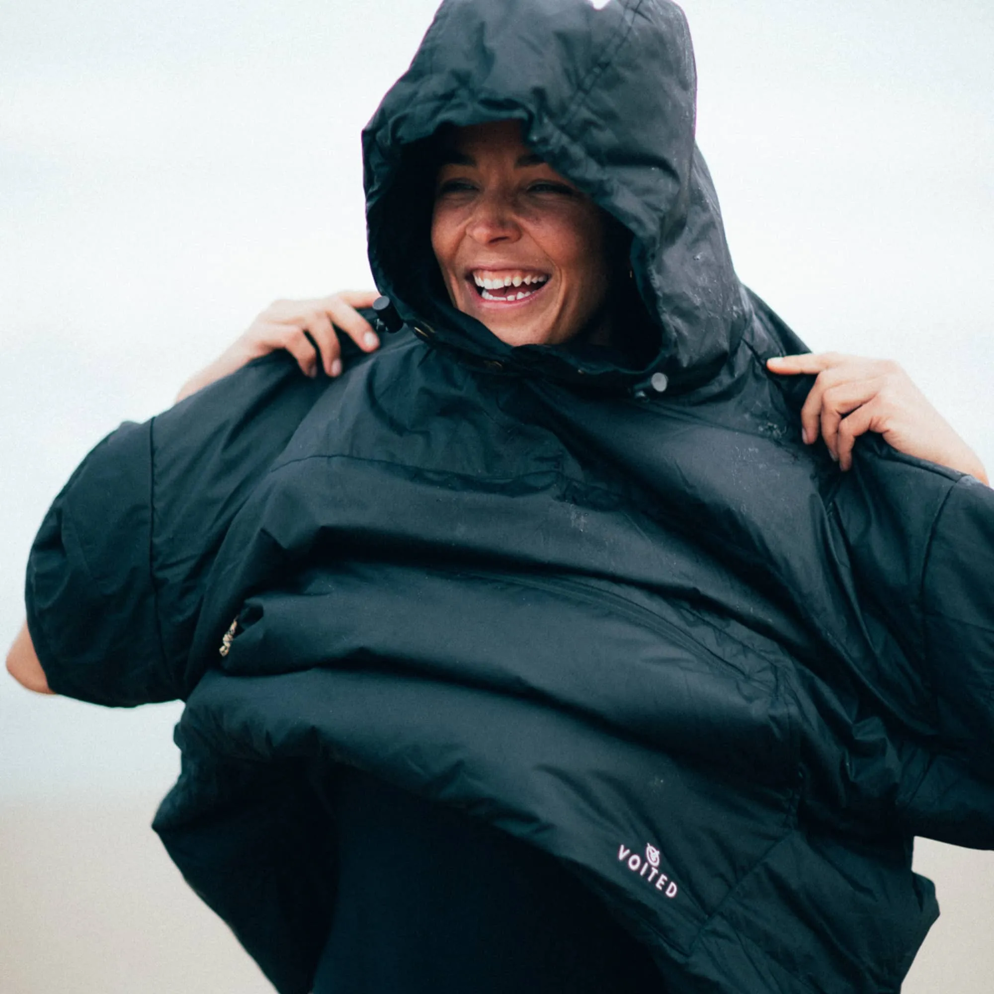 VOITED Original Outdoor Poncho for Surfing, Camping, Vanlife & Wild Swimming  - Black