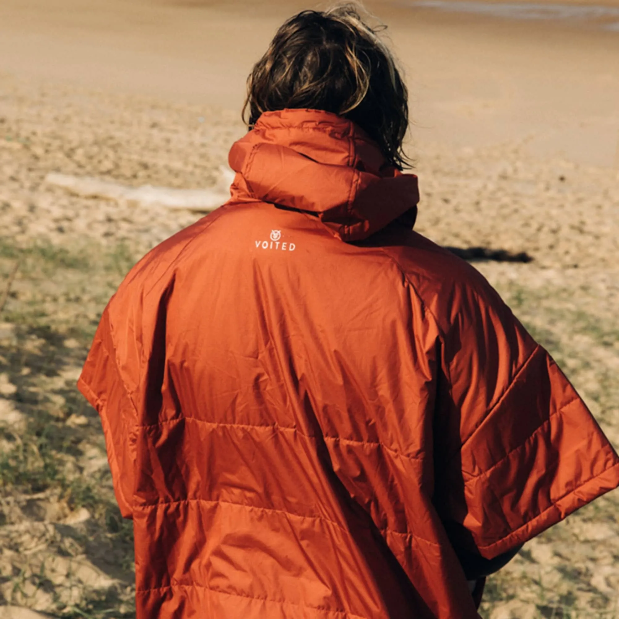 VOITED Original Outdoor Poncho for Surfing, Camping, Vanlife & Wild Swimming  - Cinnabar