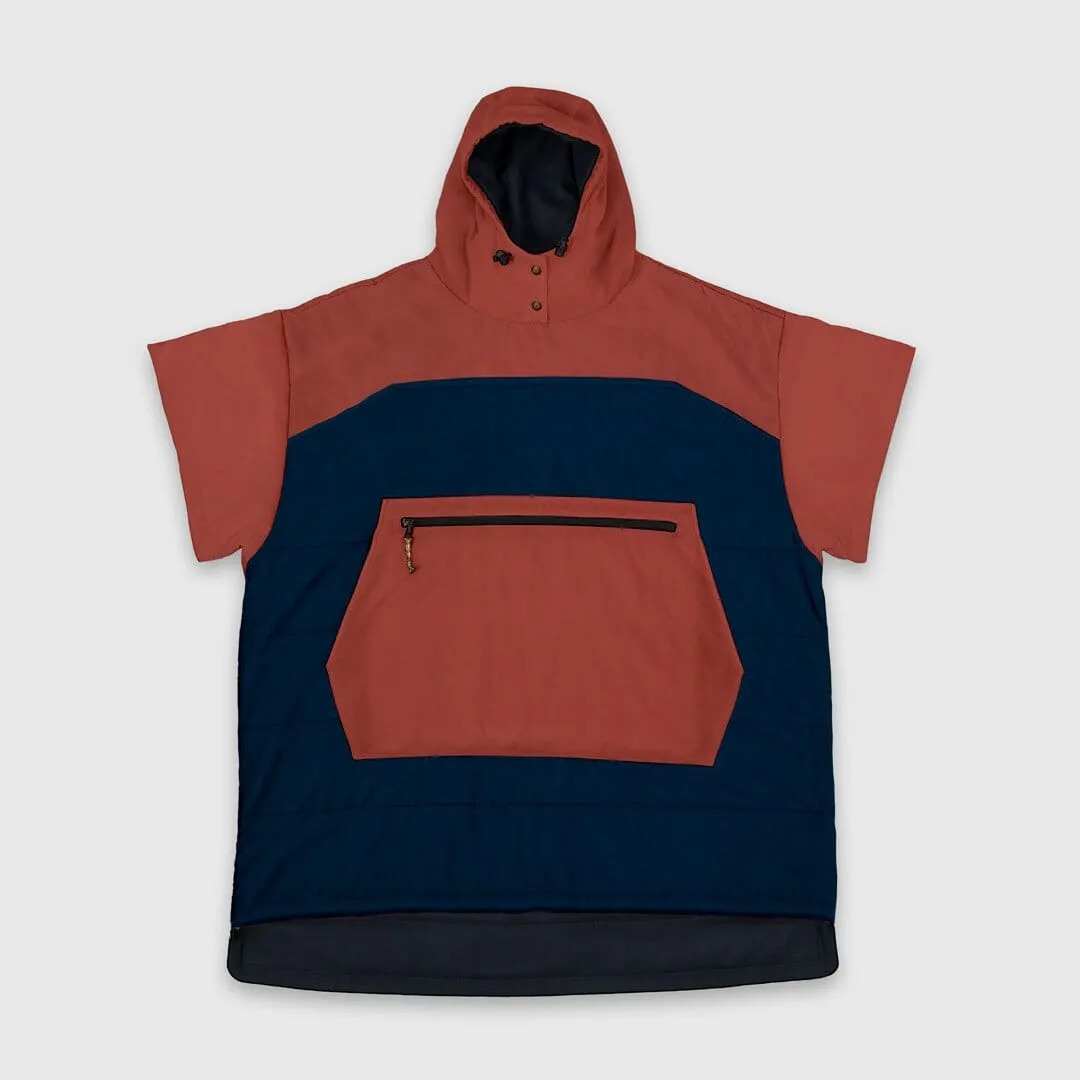 VOITED Original Outdoor Poncho for Surfing, Camping, Vanlife & Wild Swimming  - Ocean Navy / Cinnabar