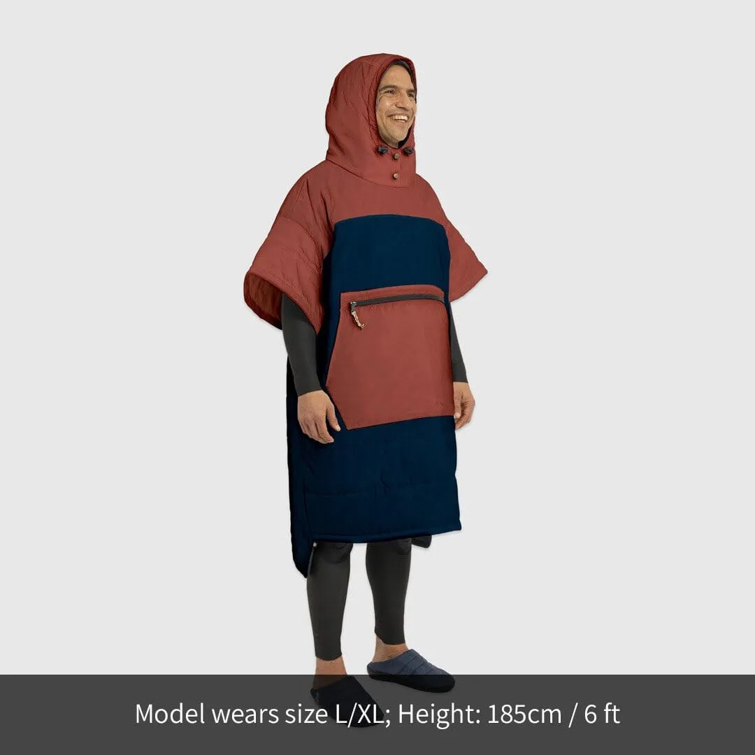 VOITED Original Outdoor Poncho for Surfing, Camping, Vanlife & Wild Swimming  - Ocean Navy / Cinnabar