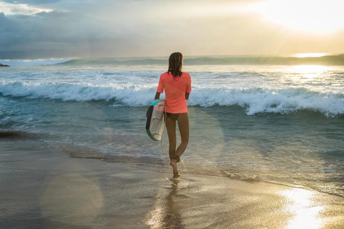 WATER T-SHIRT anti UV surf Short-sleeved women coral fluo