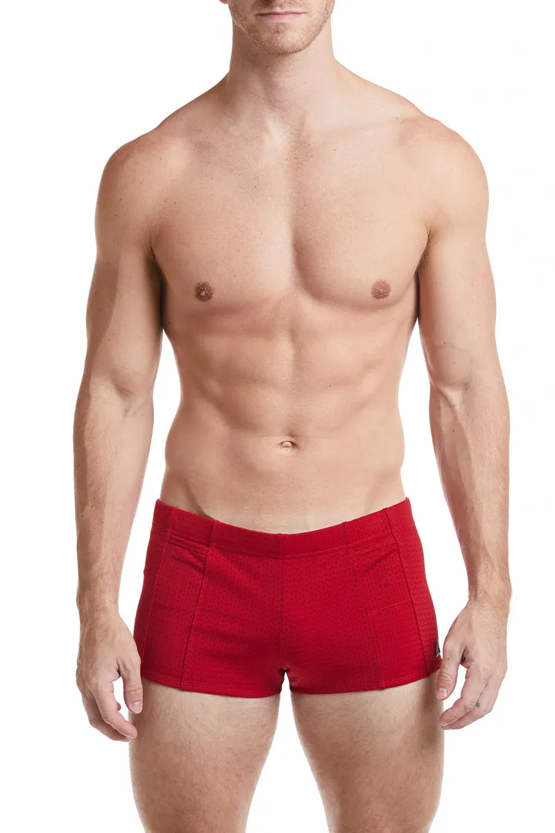White - LANDON Athletic Mesh Square Cut Swim Brief