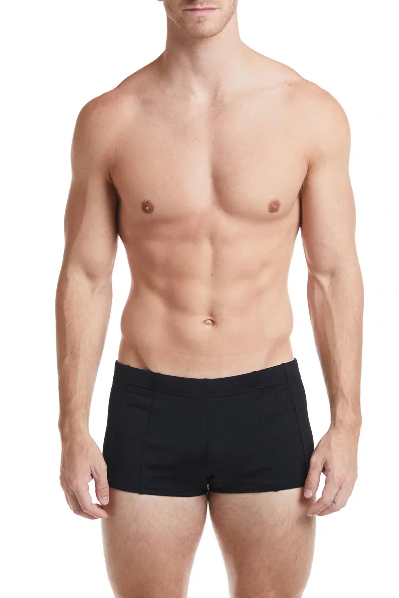 White - LANDON Athletic Mesh Square Cut Swim Brief